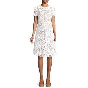 NWT Michael Kors Crochet  Paisley Lace Overlay Dress White XXS